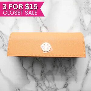 Tory Burch Eye Glasses Sunglasses Case Faux Leather Orange Travel Vacation